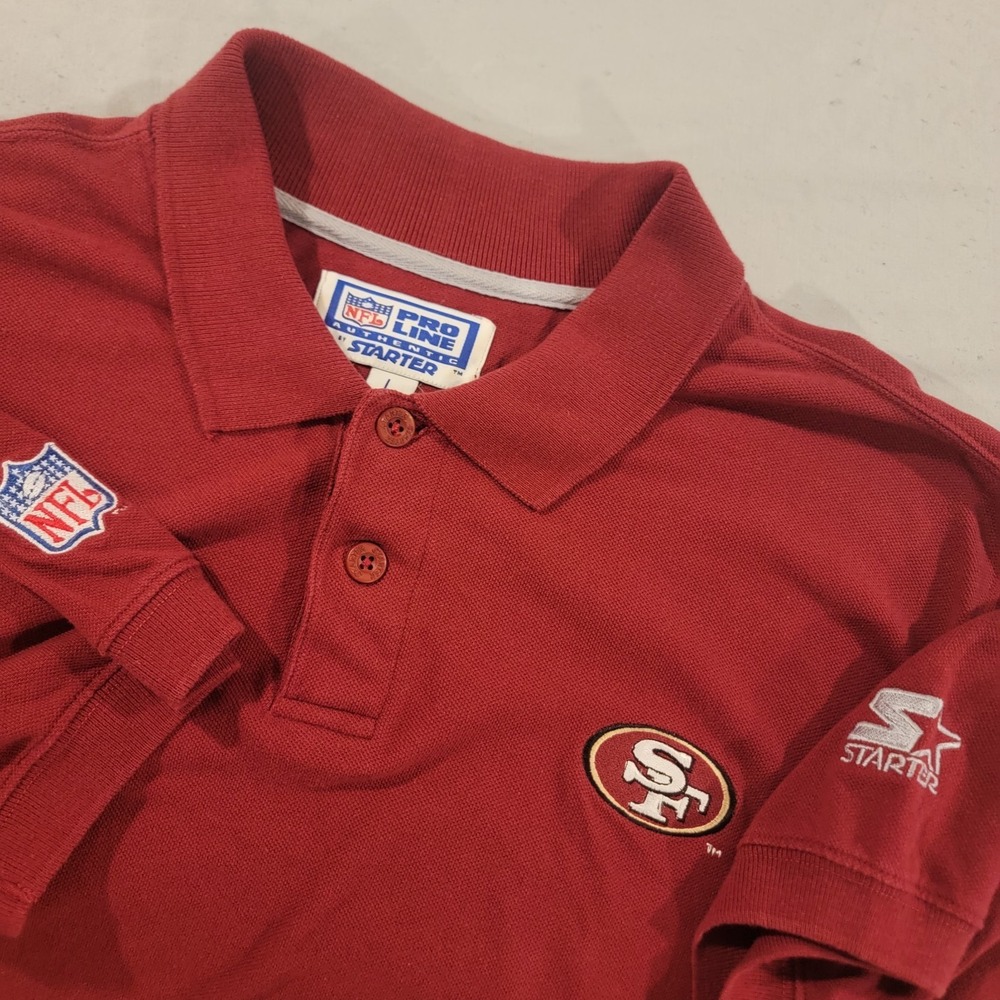 San Francisco‎ 49ers Starter Polo Mens Large Athletic Pro Line Shirt Red Cotton